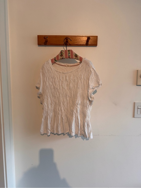 Pilcro Tops - Anthropologie Pilcro Ivory Smocked Peplum Top Large